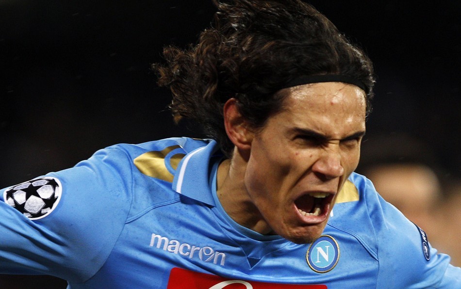 Edinson Cavani con la maglia del Napoli