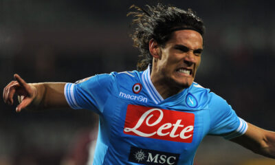 Edinson Cavani con la maglia del Napoli