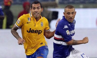 Carlos Tevez in azione contro la Sampdoria
