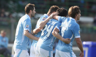 L'esultanza dei giocatori della Lazio
