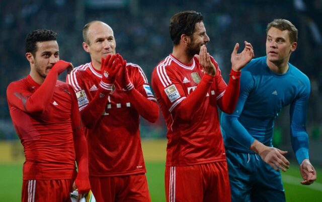 Bundesliga: i giocatori del Bayern festeggiano il titolo