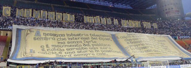 Striscione della Curva nord Inter