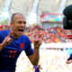arjen robben celebra il suo gol contro l'australia