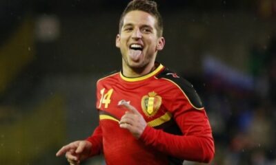 La linguaccia di Dries Mertens a scandire le sue reti con la maglia del Belgio