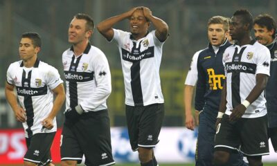 La formazione del Parma incredula dopo il successo 2-0 contro l'Inter
