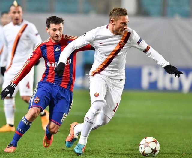 Francesco Totti, il migliore della Roma nel match contro il CSKA