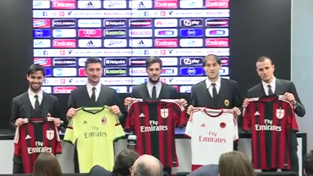 Milan, la presentazione di Destro, Antonelli, Paletta, Bocchetti e Suso