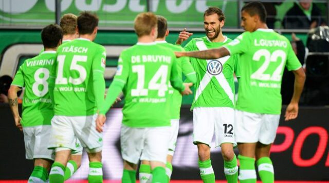 Il Wolfsburg, avversaria dell'Inter negli ottavi di Europa League