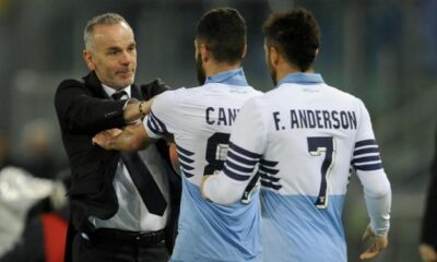 La Lazio batte il Verona 2-0. I festeggiamenti di Pioli, Felipe Anderson e Candreva,