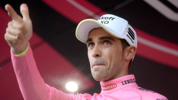 Alberto Contador, vincitore del Giro d'Italia . E ora proverà a vincere anche il Tour.