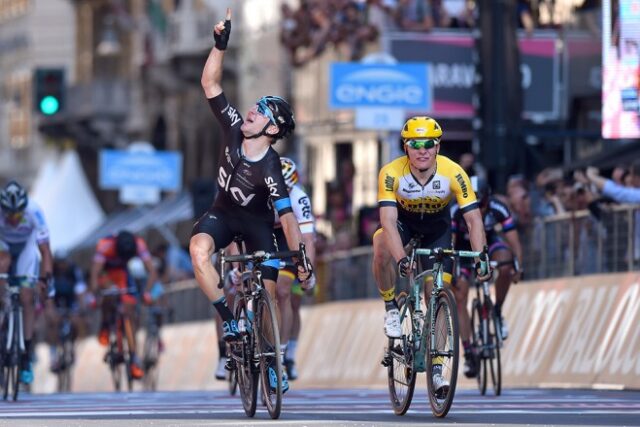 Elia Viviani, vincitore della seconda tappa del Giro d'Italia