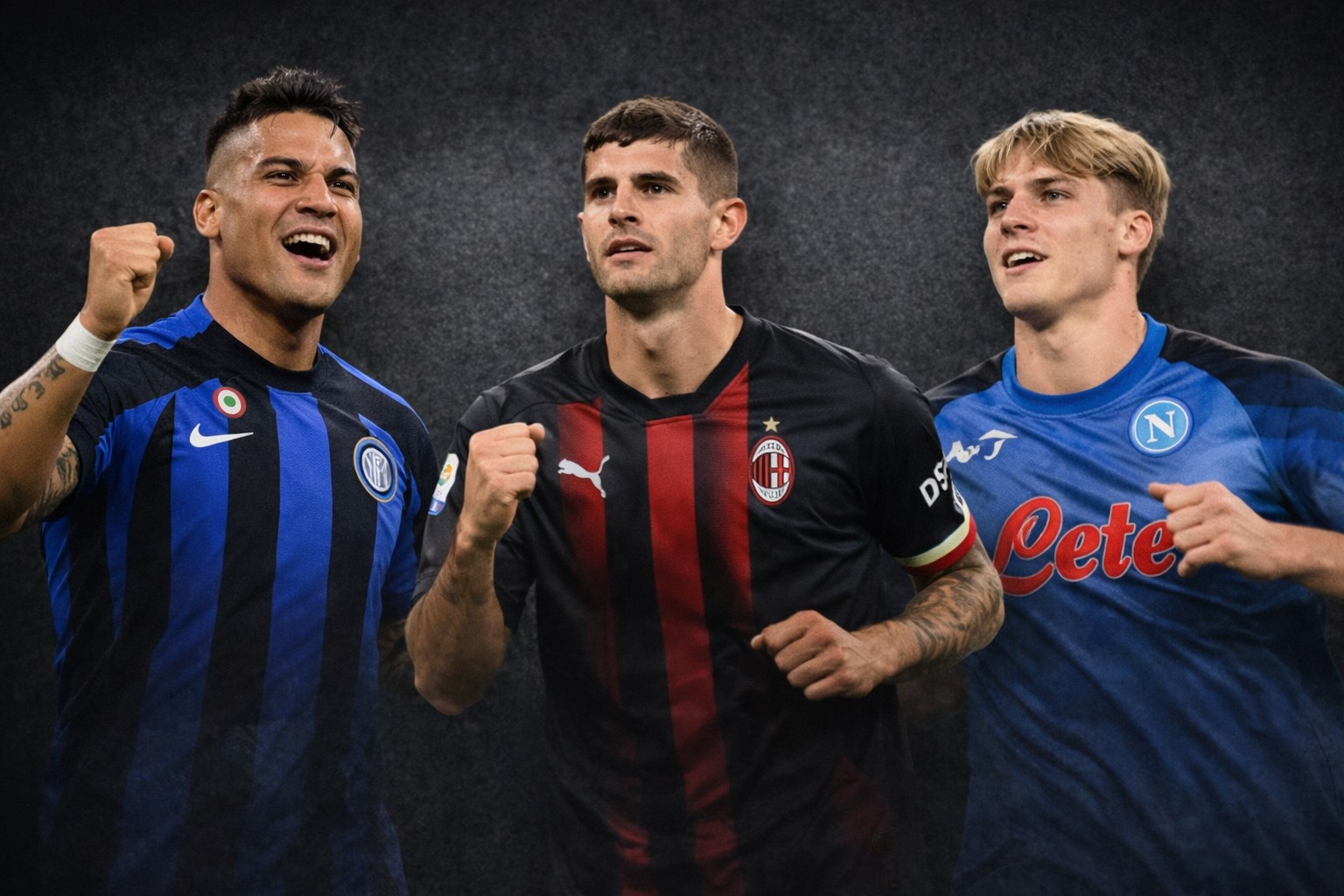 I tre attuali bomber ella classifica marcatori di Serie A