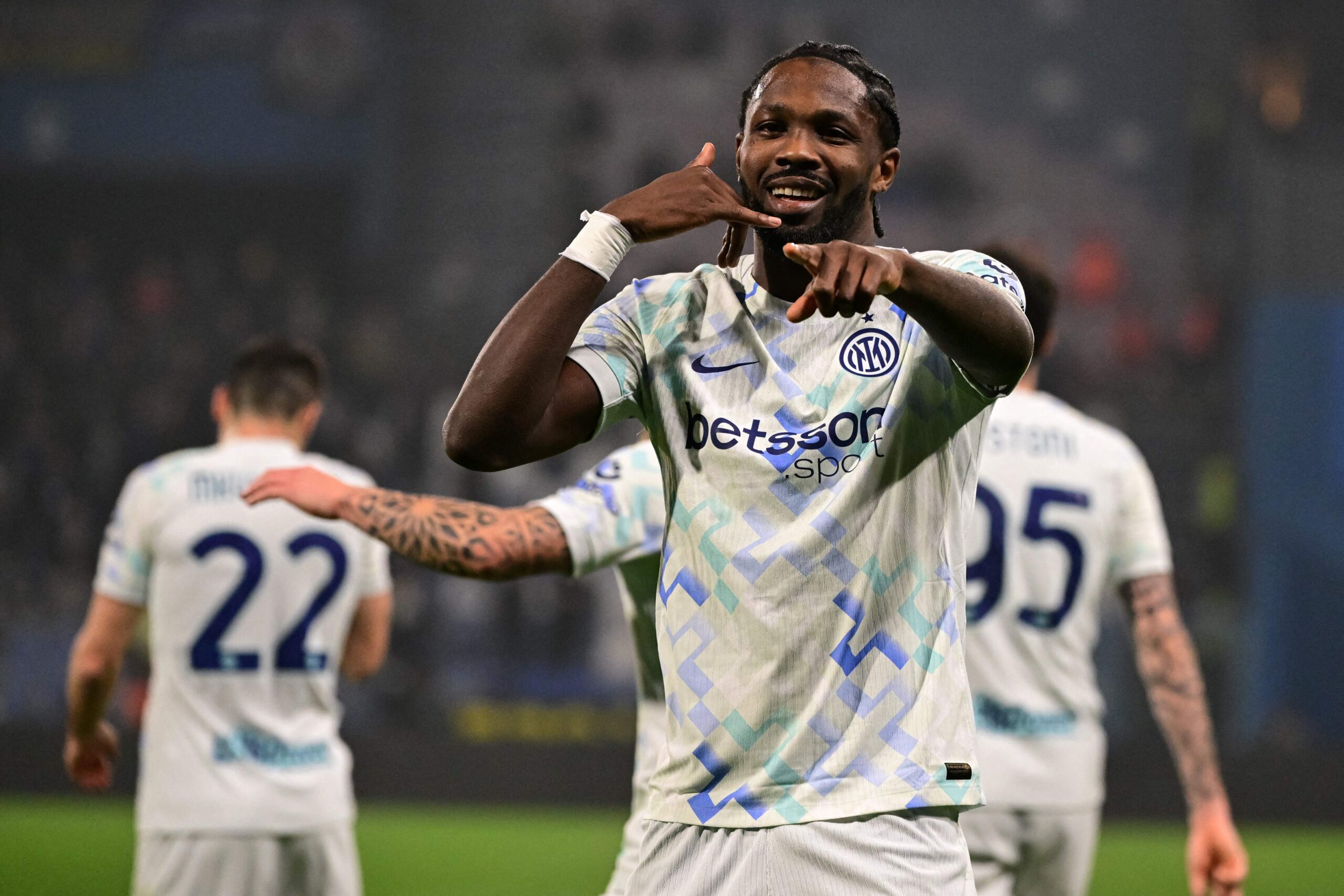 Marcus Thuram che festeggia un gol con la maglia dell'Inter